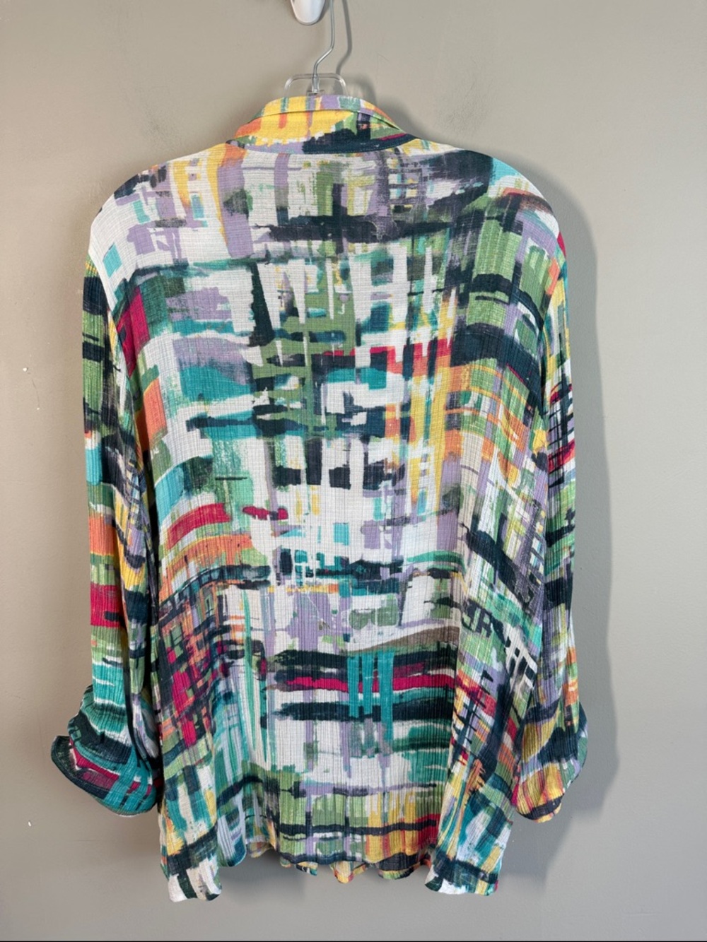 Ali Miles Multicolor Abstract Print Button Front Top Size 1X - Picture 2 of 15